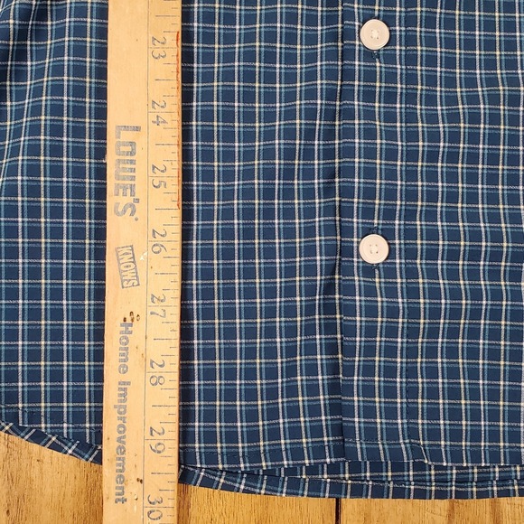 Mizzen Main Mens Button Down Leeward Shirt Size XL Blue Plaid Trim Fit No Tuck - Picture 6 of 8